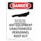 Signmission OSHA Danger Sign, Hot Equipment Unauthorized, 10in X 7in Decal, 7" W, 10" H, Portrait OS-DS-D-710-V-1359 - alternate 1